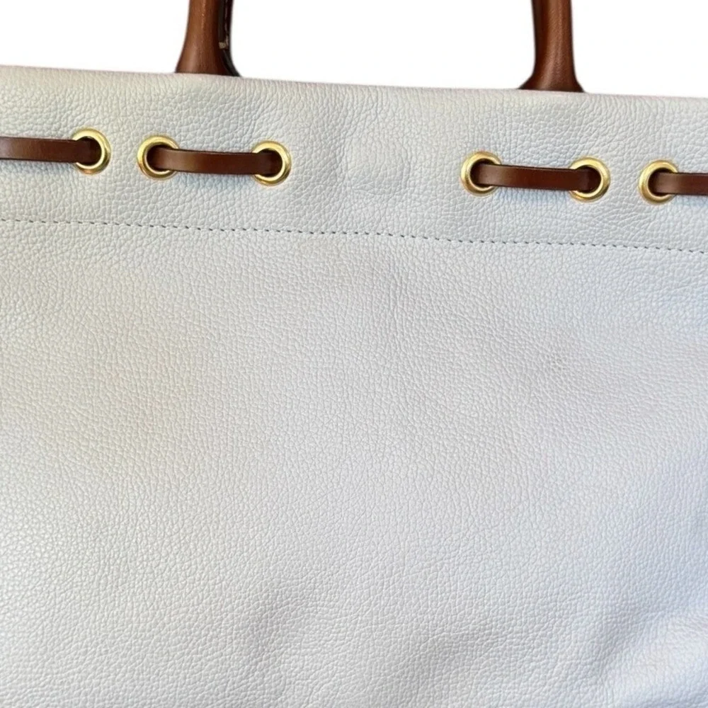 Dooney & Bourke Light Blue Pebble Leather Tassel Satchel Crossbody Bag